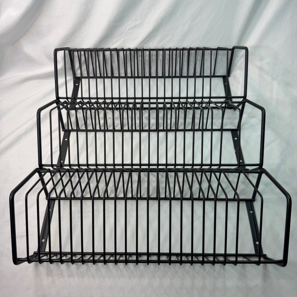 Black Wire 3-Tier Wall Mount Record Rack Magazine Book Display Organizer